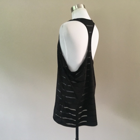 XL Black Sheer Striped Pullover DriWorks Top - Picture 5 of 7